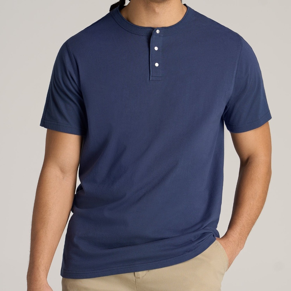 American Tall LJ&S REGULAR-FIT Jersey Henley Tee for Tall Men in Vintage Midnigh